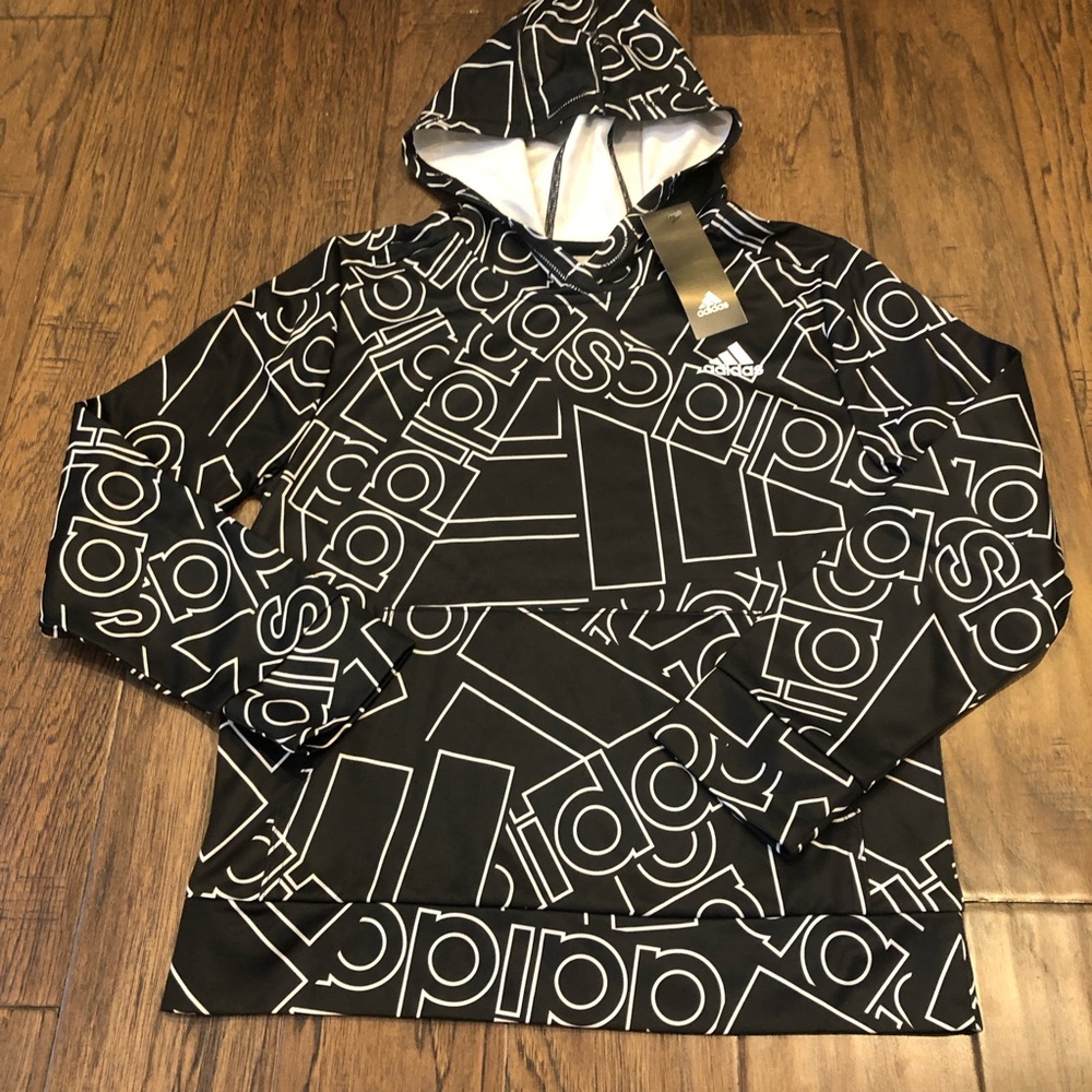 Boys Adidas Logo Lightweight Hoodie Size Medium (10-12) NWT